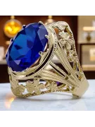 Sapphire 8 كارت من الذهب الأصفر خاتم حرف يدوية فينتاج vrc031x-sp Art Deco أسلوب مجوهرات فينتاج روسي سوفيتي من اتحاد الجمهوريات ا